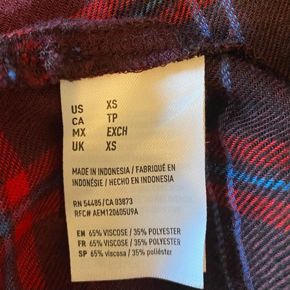 American Eagle Amazingly Soft Red Plaid Flannel Button Down Shirt Size XS #1621 - Picture 8 of 10